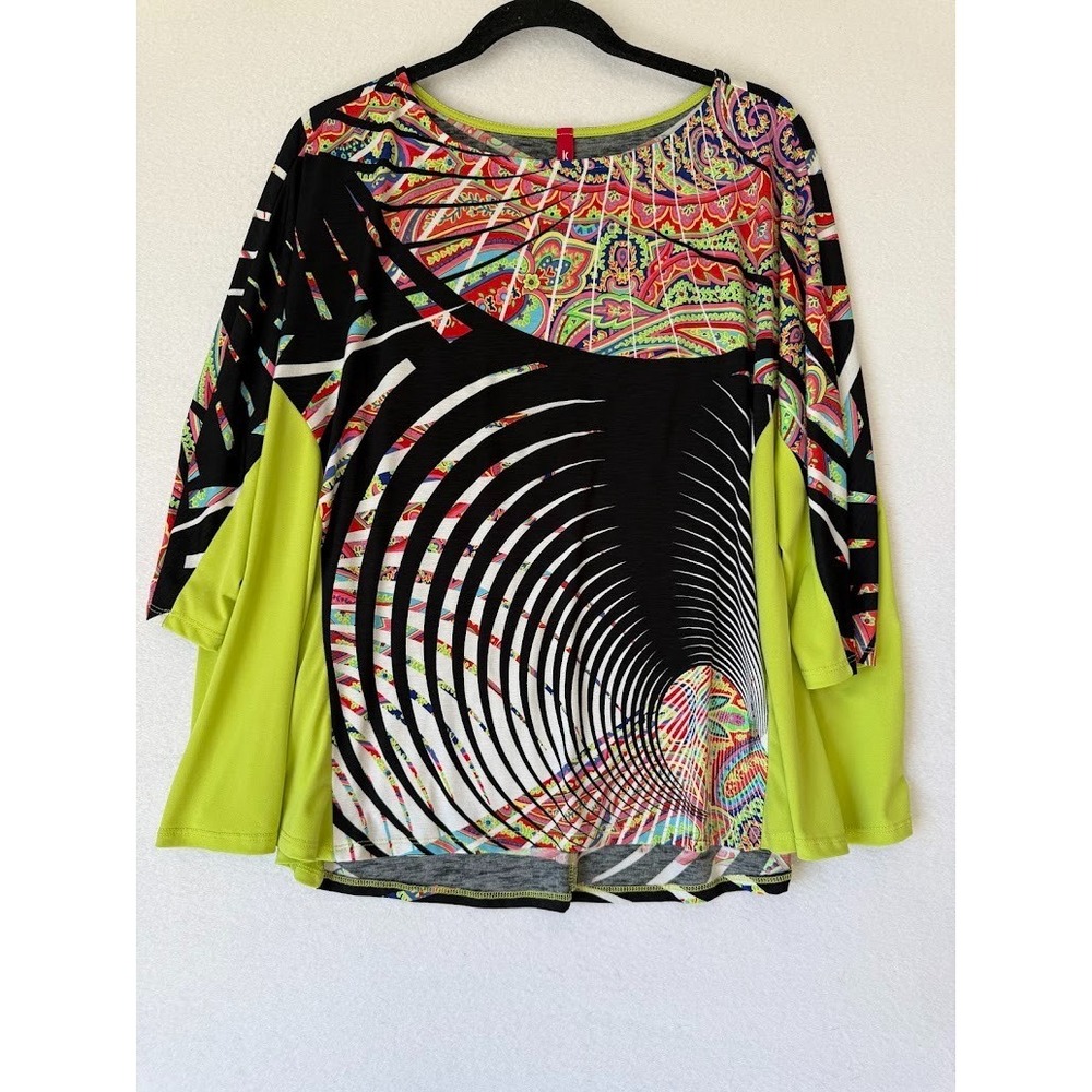 IC By Connie K  Tunic Top Women M Multicolor Abstract Print Paisley 3/4 Sleeve - Picture 3 of 13